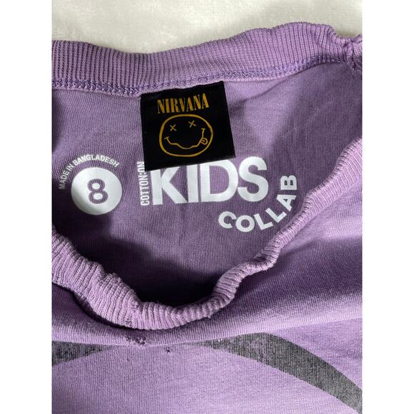 Nirvana Kids Purple Smiley Face T-Shirt Sz 8 | Grunge Tee - Picture 6 of 7